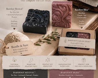 Artisan Handcrafted Foot Soap Bars | Charcoal Pumice| Brazillian Purple Clay & Chamomile| Barefoot Collection| House of the Wild Bloom