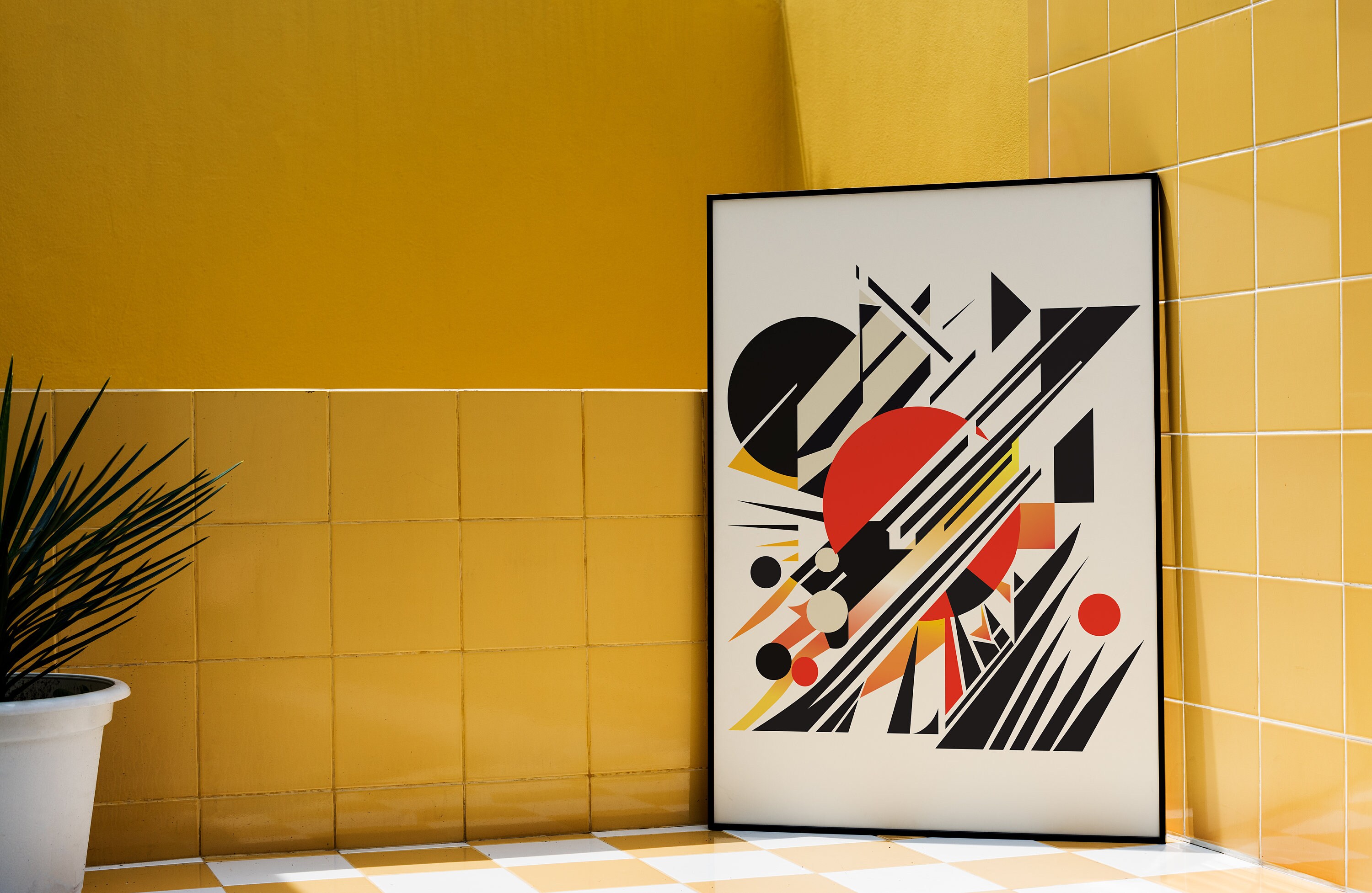 Avant-garde Poster, Bauhaus Abstract Art, Bauhaus Geometric Poster, Mid