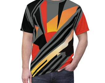 Camiseta geométrica modernista inspirada en la Bauhaus y el constructivismo