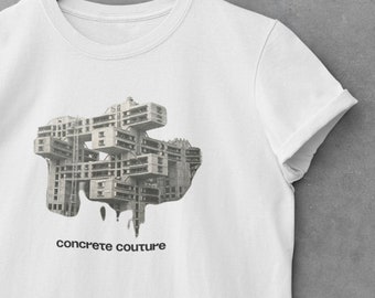 T-Shirt | Urban Streetwear Gift | Brutalism | Architecture Inspired | Geometric | Designer Shirt | Print | Art Pop Shirt | Unisex | White