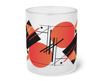 Accent Elegance Frosted Glass MUG | in style of Constructivism | Modern | Bauhaus and Constructivist Inspirations | Tea Coffee FUNMug | 11oz