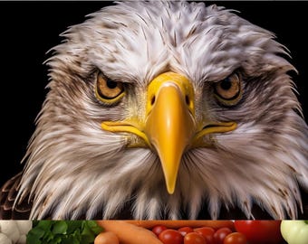 Tempered glass cutting board with fierce bald eagle