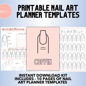 COFFIN NAIL Art templates - Instant Download - PRINTABLE nail design and practice template
