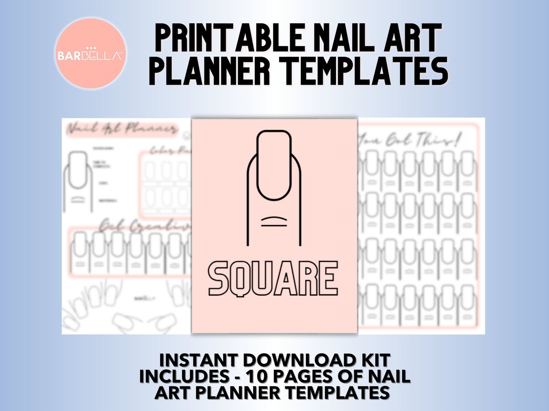 SQUARE NAIL Art Templates - Instant Download - PRINTABLE Nail Design