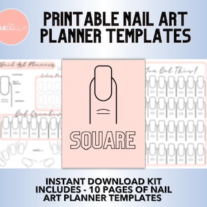 SQUARE NAIL Art templates - Instant Download - PRINTABLE nail design and practice template