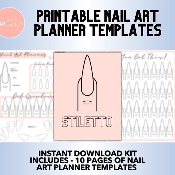 Stiletto Nail Template Etsy