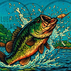 Large Mouth Bass PNG Digital File only