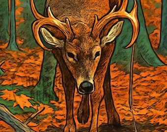 Whitetail Buck Walking PNG Digital File only