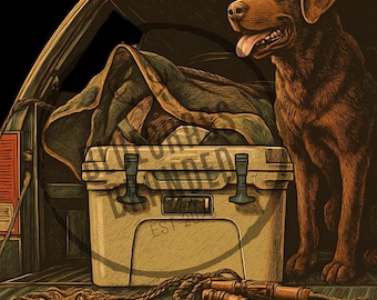 Duck Hunting Brown Lab PNG Digital File only