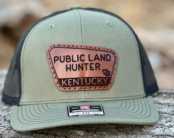Public Land Hunter SEWN LEATHER PATCH | Customizable State | Sewn on Patch