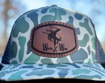 Wood & Wire Lineman Leather Patch Hat | Genuine Leather | SEWN ON PATCH