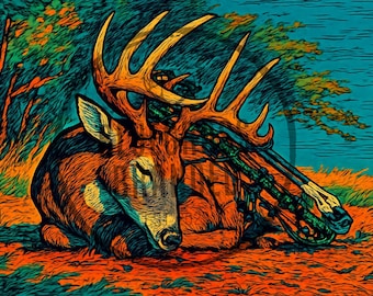 Whitetail Buck Bow Hunting BBD PNG Digital File only