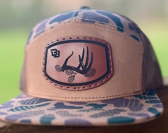 Deer Antler Leather Patch Hat, Sewn Patch