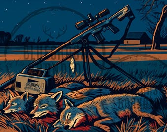 Thermal Coyote Night Hunting Predator, alleen digitaal png-bestand