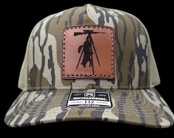 Coyote/Night Hunting SEWN ON Leather Patch Hat | Genuine Leather | Richardson 112