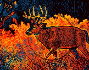 Whitetail Buck In Rut PNG Digital File only