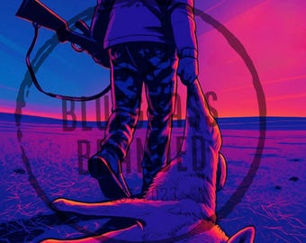 Coyote Hunting Dragging Yote (No Sun) PNG Digital File Only