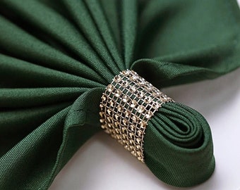 10 Pack Diamond Rhinestone Napkin Rings, Chair Sash Band Brooch Buckle With Velcro Antique Gold