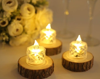 12 Pack | 2" Warm White Diamond Battery-Operated LED Tealight Candles, Decorative Flameless Tea Lights