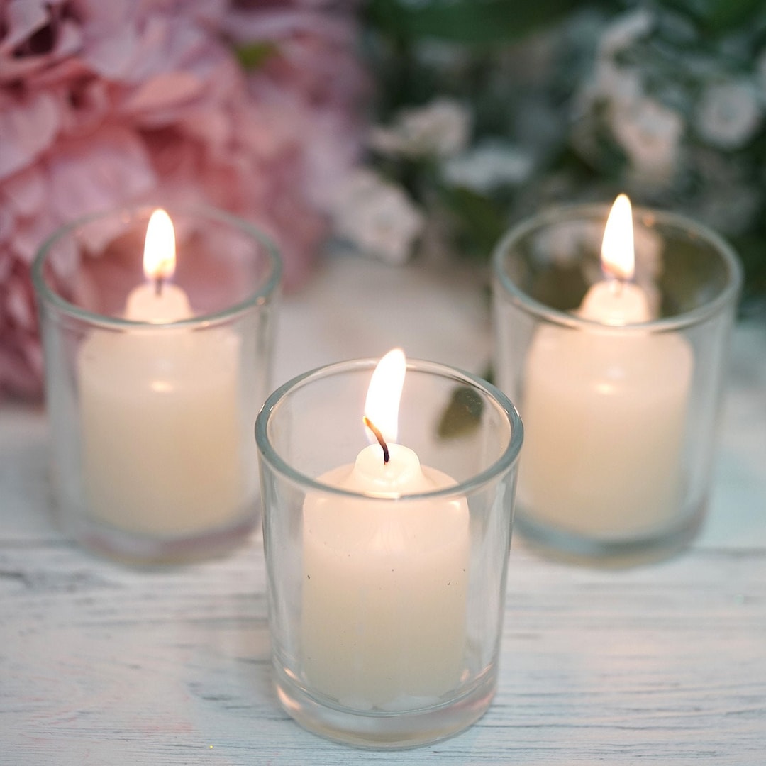 12 Pack Votive Candle & Clear Glass Votive Holder Candle Set Etsy