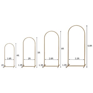 Gold Metal Arch Chiara Backdrop Stand Floral Display Frame With Round Top 5ft 6ft 7ft 8ft Set SET