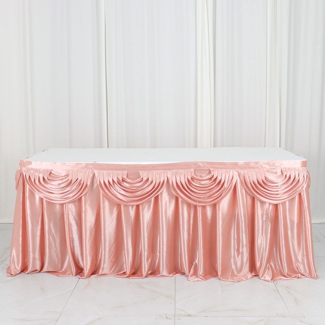 14FT Pleated Satin Double Drape Table Skirt - Etsy