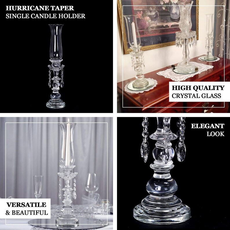 20 Premium Crystal Glass Hurricane Candle Taper Etsy