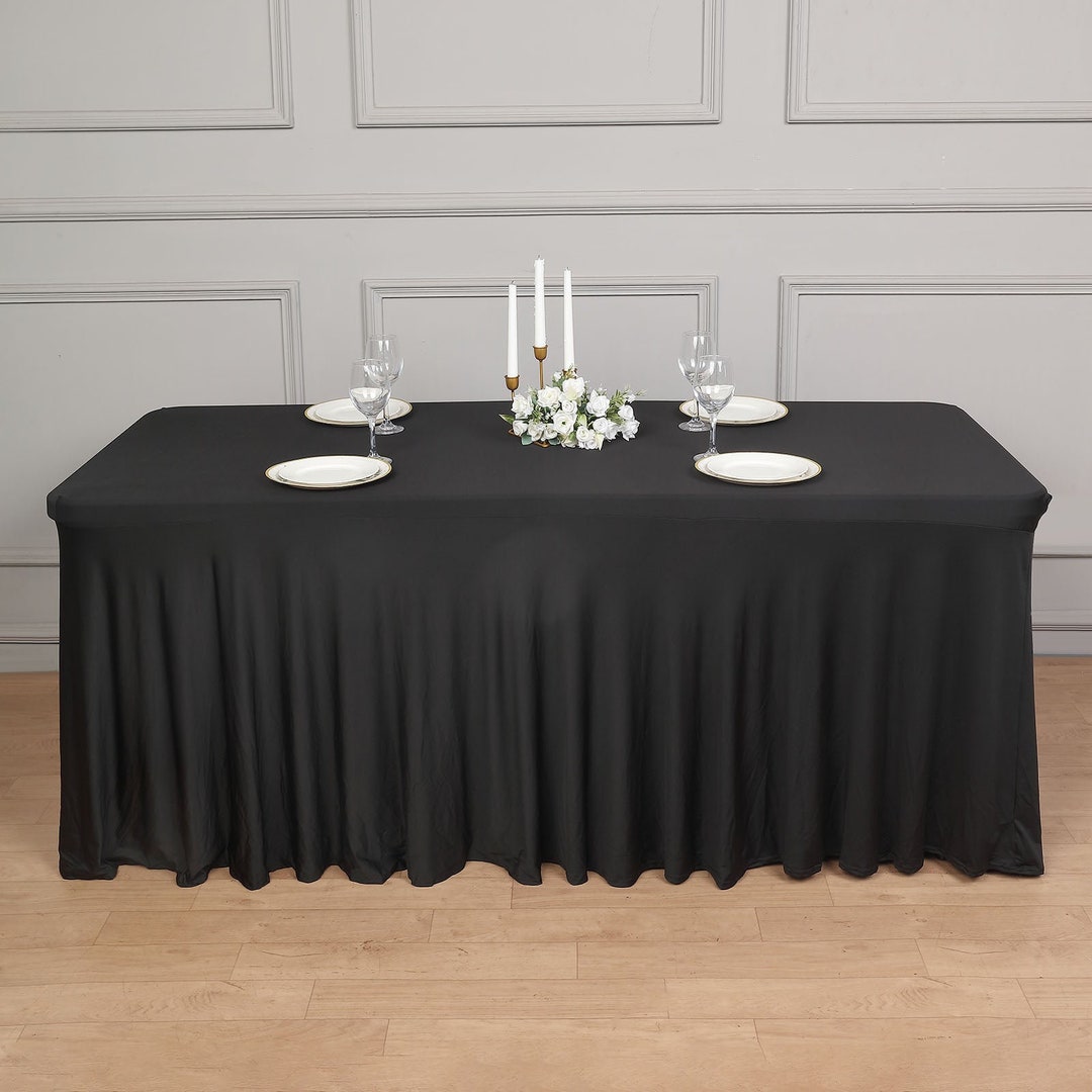 6ft Wavy Spandex Fitted Rectangle 1-piece Tablecloth Table Skirt ...