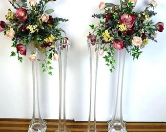 12 Pack | 16" Eiffel Tower Glass Flower Vase