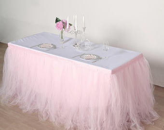 17 FT - 4 Layer Tulle Tutu Pleated Table Skirts