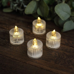 12 Pack | 2" Warm White Column Battery-Operated LED Tealight Candles, Decorative Flameless Tea Lights