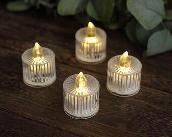 12 Pack | 2" Warm White Column Battery-Operated LED Tealight Candles, Decorative Flameless Tea Lights