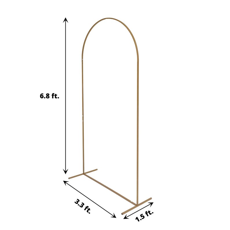 Gold Metal Arch Chiara Backdrop Stand Floral Display Frame With Round Top 5ft 6ft 7ft 8ft Set 7 Ft