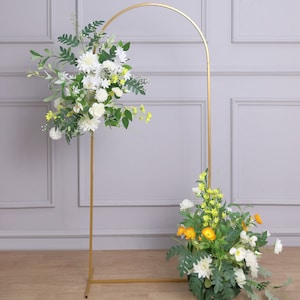 Gold Metal Arch Chiara Backdrop Stand Floral Display Frame With Round Top 5ft 6ft 7ft 8ft Set