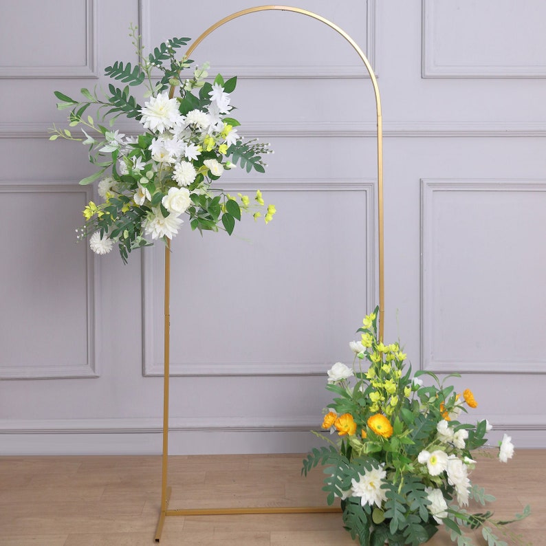 5ft Gold Metal Arch Chiara Backdrop Stand Floral Display Frame With Round Top