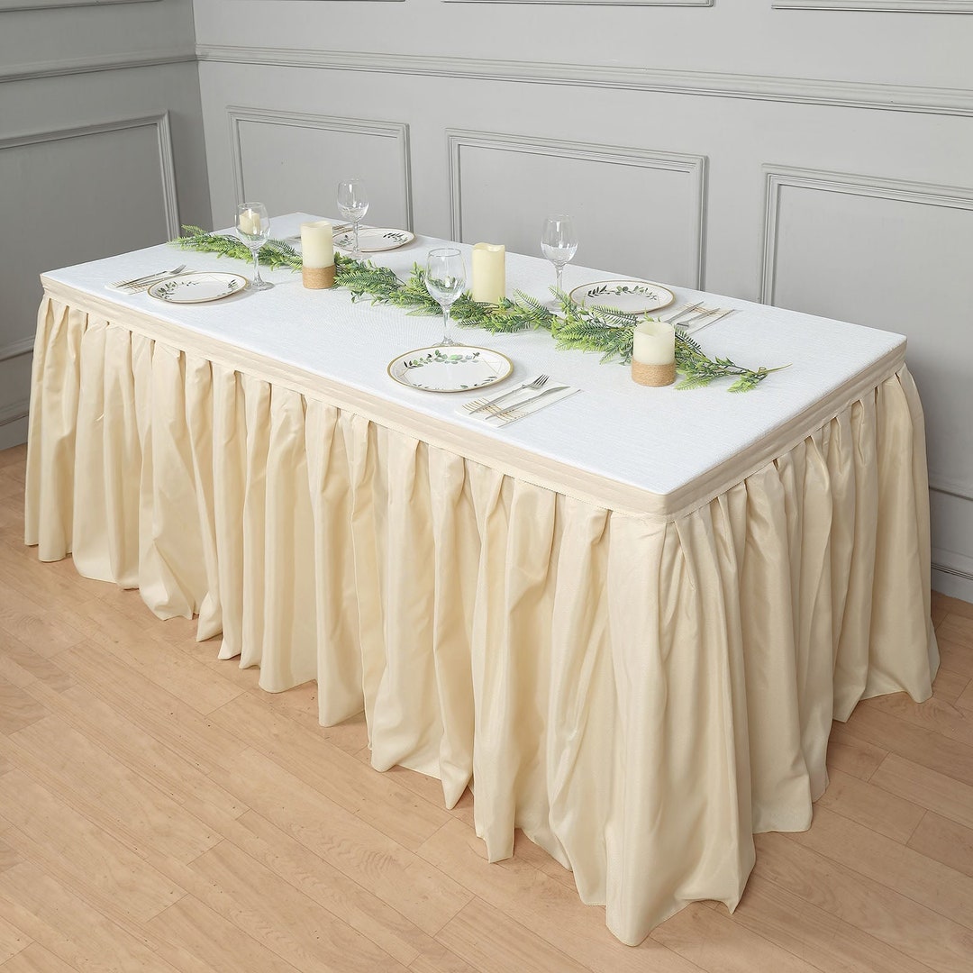 14FT Pleated Polyester Table Skirt, Banquet Folding Table Skirt - Etsy