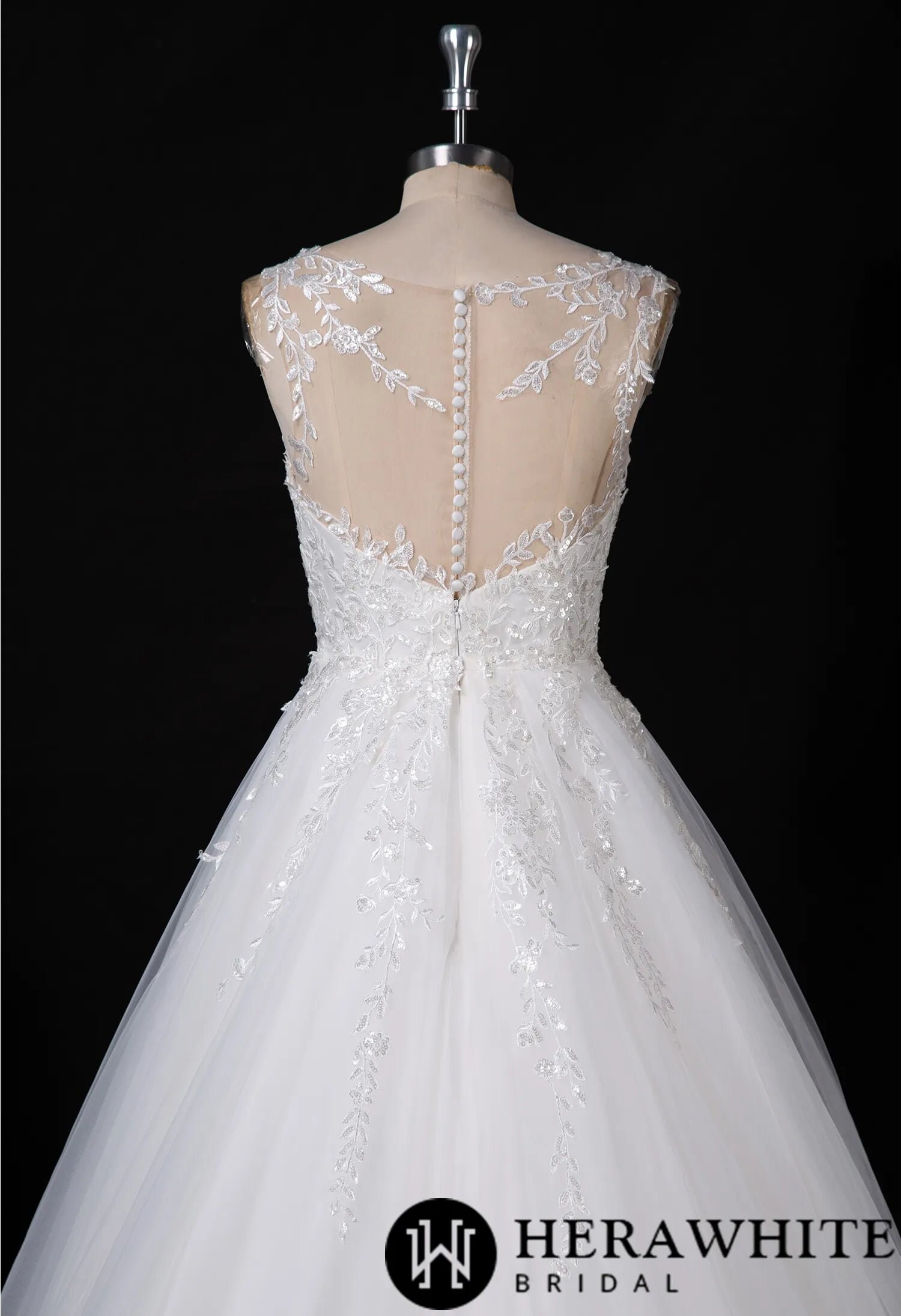 Sequined Lace Bateau Pleated A-line Dress