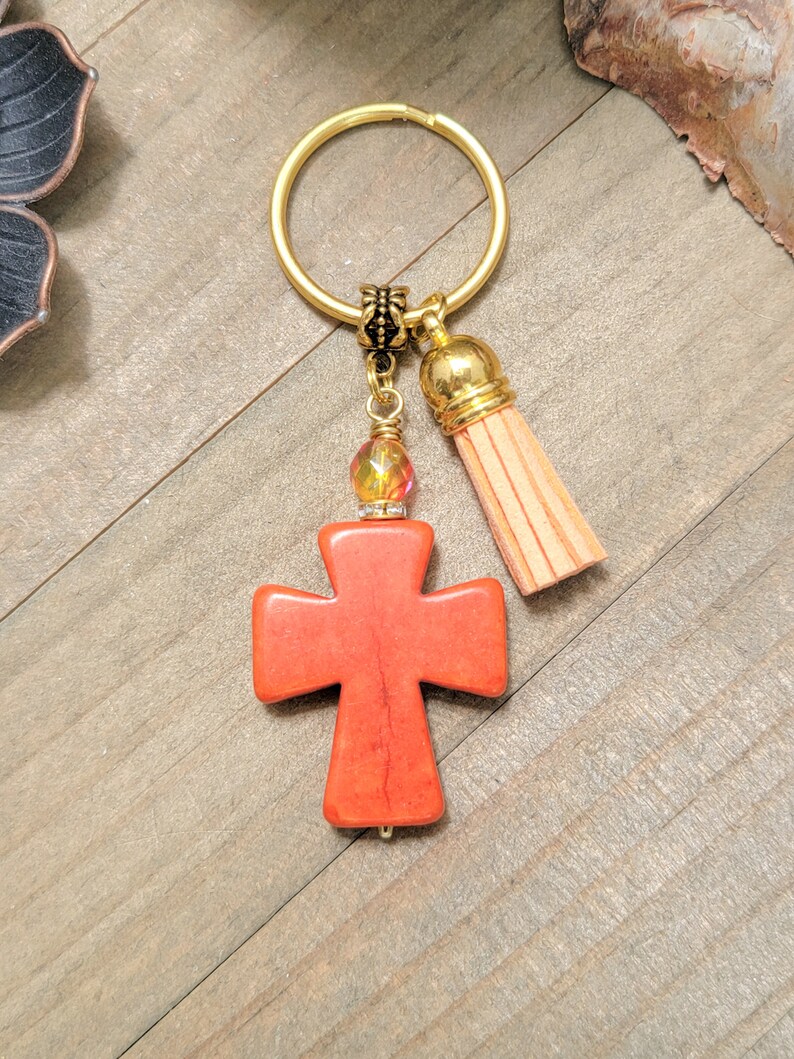 Cross Keychain, Colorful Cross Chunky Keychain Charm for Purse, Bookbag