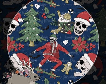 Spooky Christmas Skeletons Seamless Pattern: Hand-Drawn Holiday Design (Digital Download)
