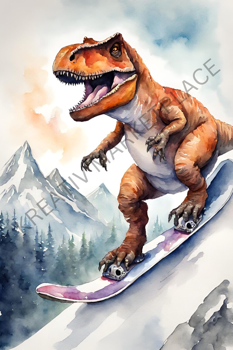 Set of 3 Dinosaur Watercolor Wall Art Wall Art for Kids Room Dinosaurs