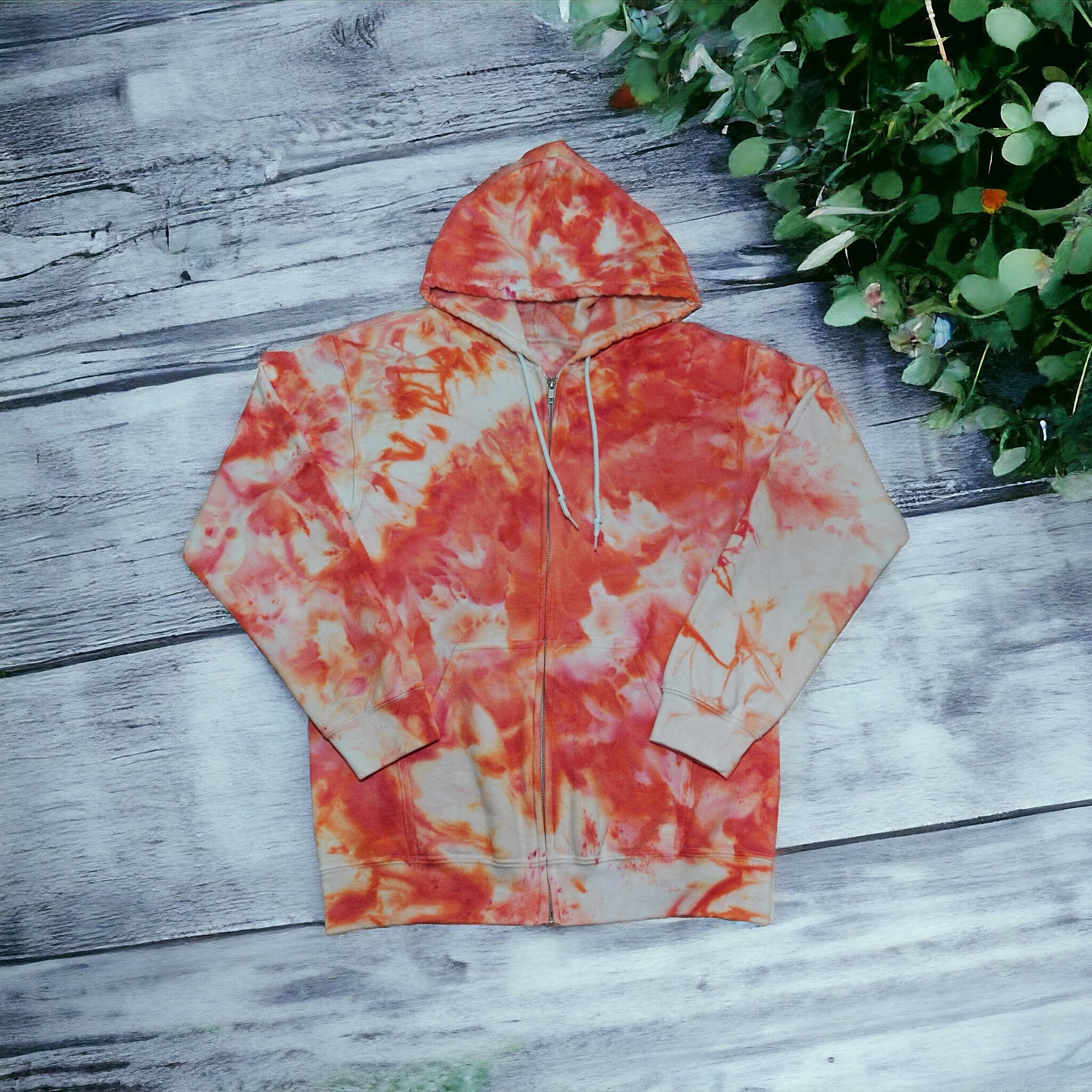 Vibrant Coral Pink Tie Dye Hoodie Etsy