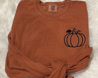 Pumpkin fall  embroidered comfort colors T-shirt, Halloween T-shirt, Spooky season T-shirt spooky season tee, fall shirt, fall outfit
