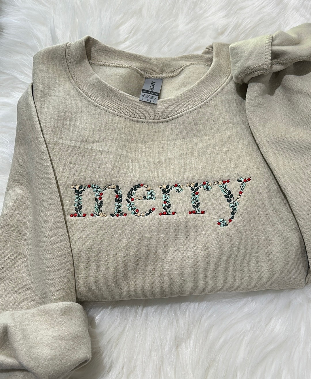 Merry Floral Christmas Sweatshirt/hoodie Embroidered, Christmas