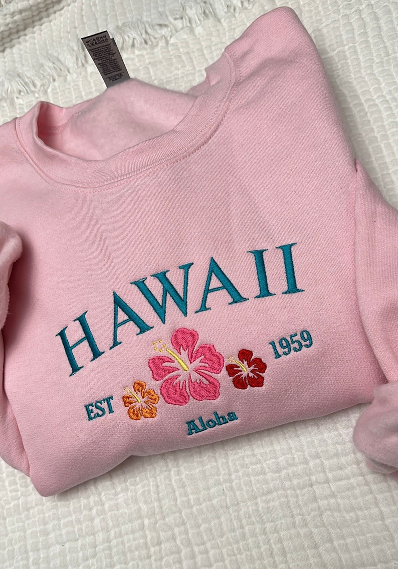 Embroidered Hawaii Sweatshirt, Hawaii Alhoa State Sweatshirt, Alhoa ...
