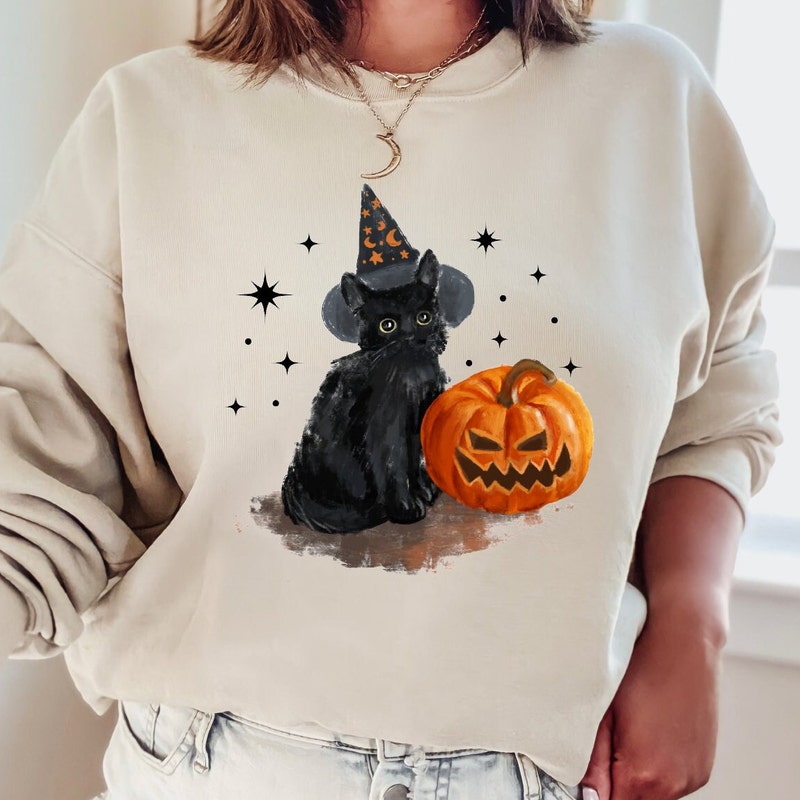 Vintage Halloween Art Print Casual Cotton Sweatshirt
