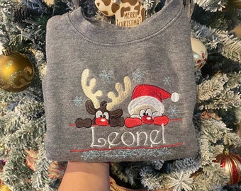 Toddler Embroidered Christmas custom name Crewneck Sweatshirt | Christmas Embroidered Sweatshirt