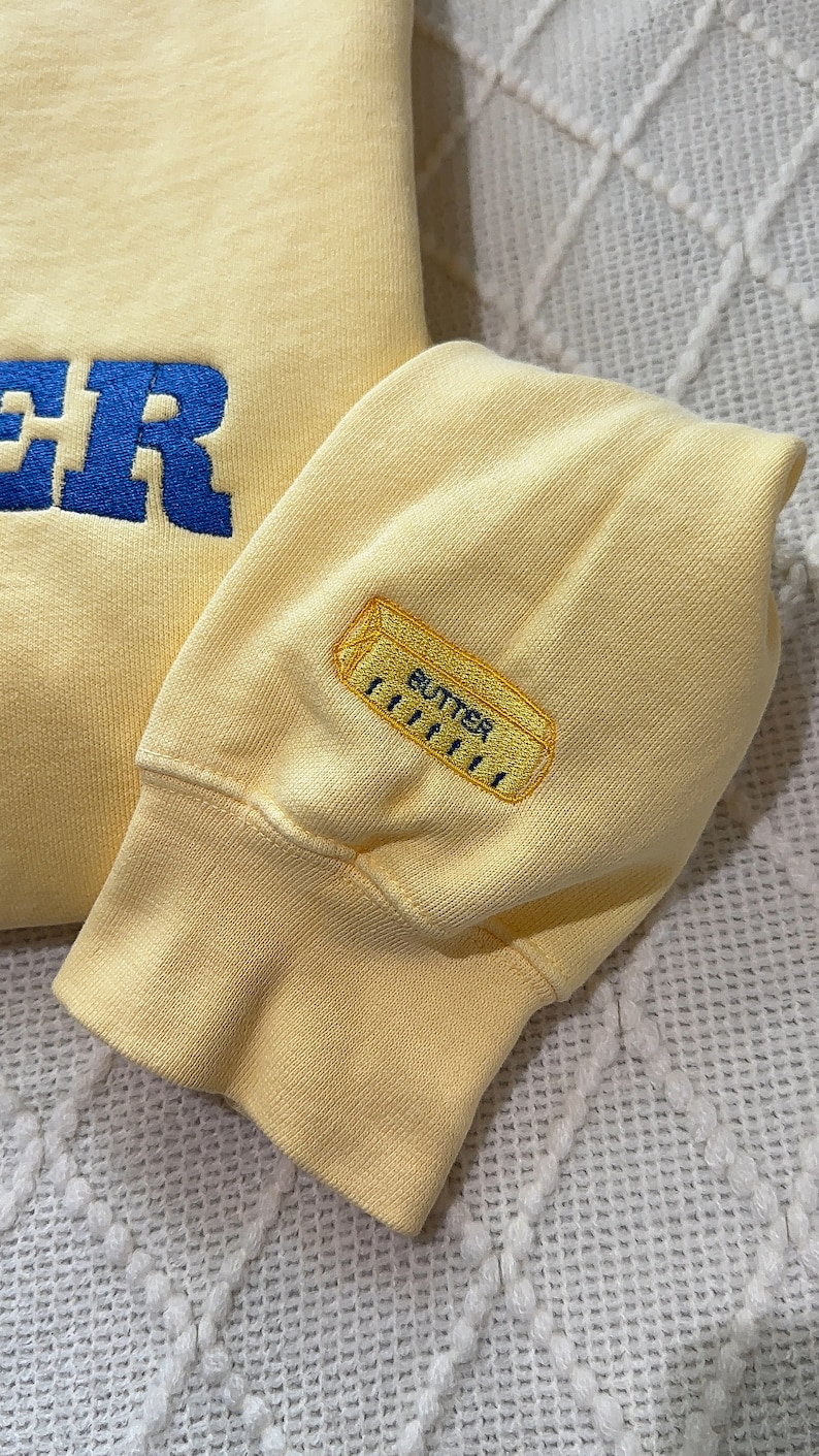 Salted butter embroidered sweatshirt, butter sweatshirt, embroidered butter sweatshirt, butter gift, baker gift, gift for baker, butter image 2