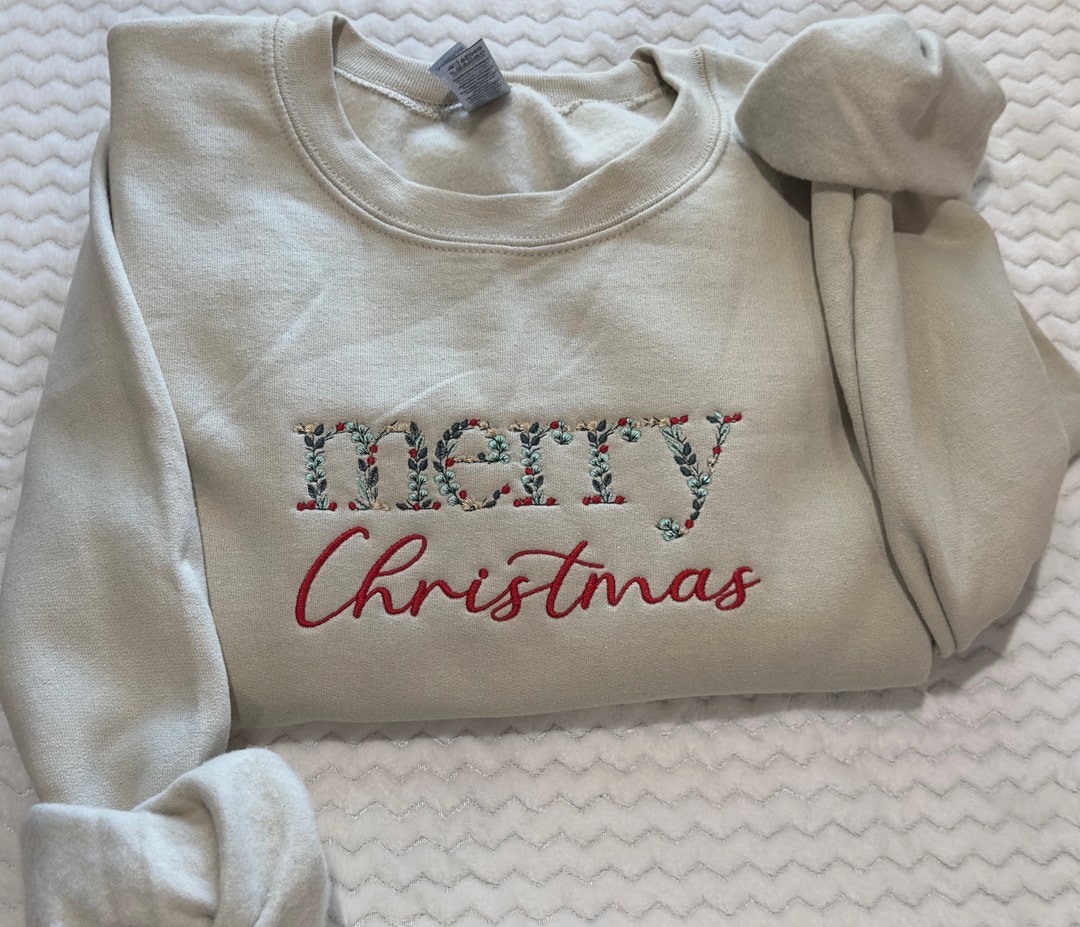 FLORAL Merry Christmas Sweatshirt/hoodie Embroidered, Christmas