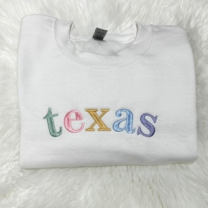 Custom state pastel embroidered sweatshirt
