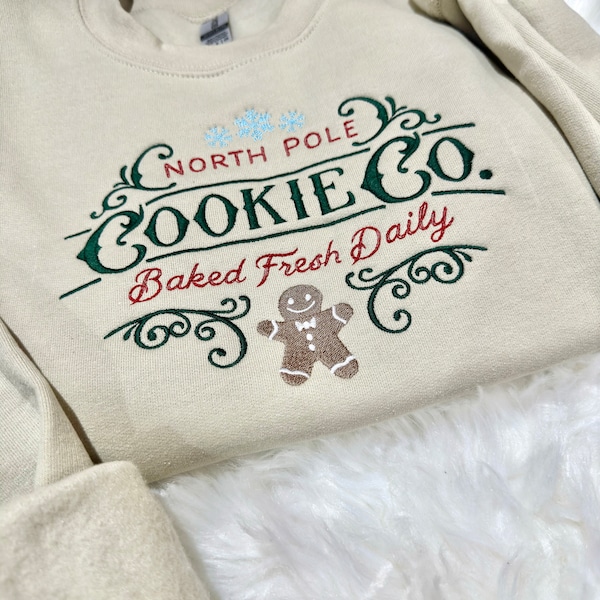 North Pole Cookie Co embroidered festive colors sweatshirt / hoodie
